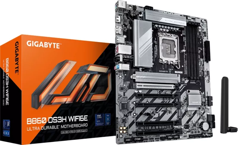 Pllakë amë GIGABYTE B860 DS3H WIFI6E, LGA1851, ATX, 4xDDR5, Wi‑Fi 6E, BT 5.3, 2.5G LAN
