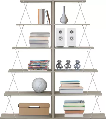 Raft librash 2 copë set, ngjyrë sonama, shufra metali të bardha, FH11772.11, 65x24x146 cm