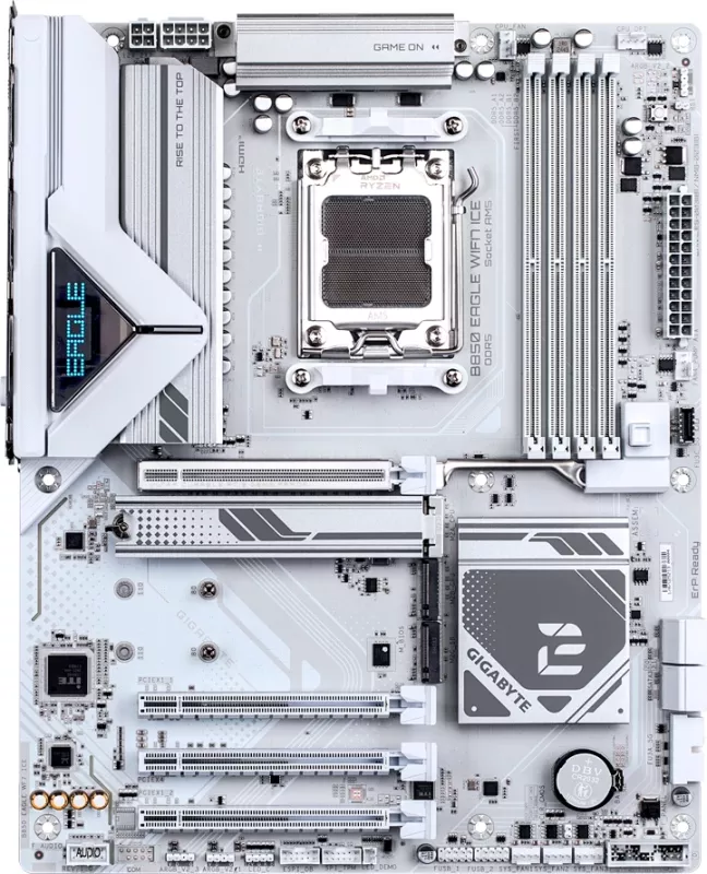 Pllakë amë GIGABYTE B850 EAGLE WF7 ICE, AM5, ATX, DDR5 deri 256GB, Wi‑Fi 7, 2.5GbE, e bardhë