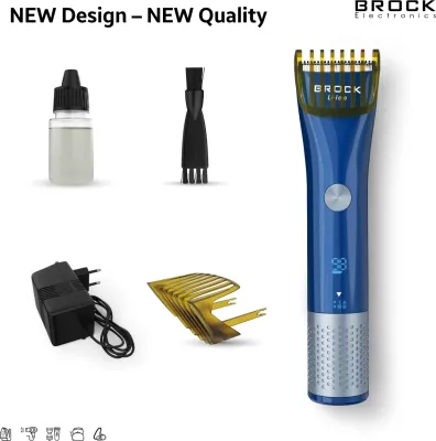 Makinë qethëse flokësh Brock BHC 3001, pa kabllo, bateri 600mAh, IPX6, e zezë/blue/silver