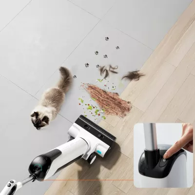 Fshesë elektrike vertikale UWANT D100 me larje, 17000Pa, 18000mAh, e bardhë me stacion karikimi/pastrimi