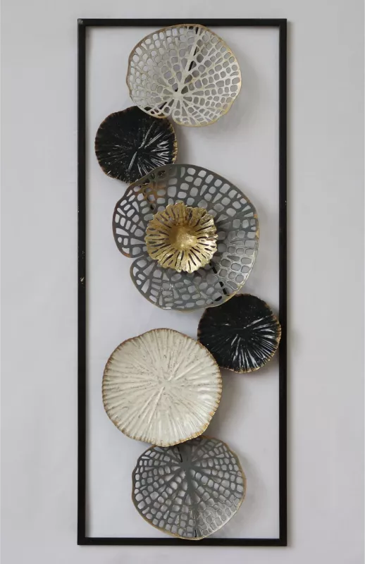 Dekor metalik për mur, FH7169, zi, bardhë, argjend, 28,5x4x74,5 cm