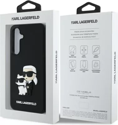 Mbështjellës Karl Lagerfeld 3D Rubber Karl&Choupette për Samsung Galaxy S24 FE, i zi