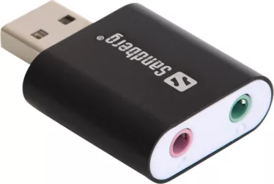Adapter audio USB SANDBERG USB to Sound Link 133-33, 2x 3.5mm (mikrofon + kufje/altoparlant), zi/bardhë, set 1 copë