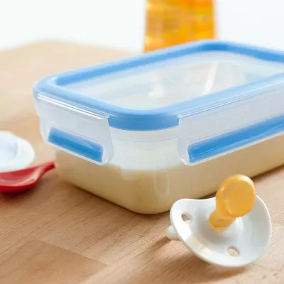 Enë plastike Emsa 518096 me kapak, rrethore, transparente, kaltër