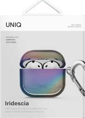 Mbështjellës UNIQ Iridescia për AirPods 4 me karabiner, Multikolor