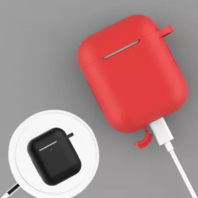 Mbështjellës Hurtel për AirPods 1/2, silikon, me karabiner, rozë