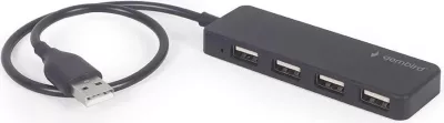 Hub USB Gembird, 4 x USB 2.0, ngjyrë e zezë
