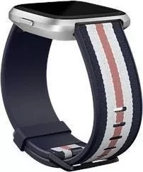 Rrip Smartwatch Fitbit Versa Lite Woven Hybrid Band FB166WBNVPKL, Large, navy/pink