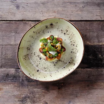 Pjatë servimi Fine Dine 215x120 mm porcelan jeshile, set 6 copë