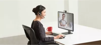 Kufje Logitech H820e (981-000512) wireless mono me USB, të zeza, set me stacion karikimi