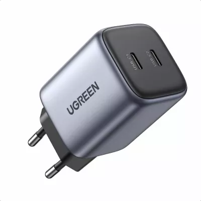 Karikues USB-C UGREEN Nexode 45W GaN II PD 3.0, 2x USB-C, gri