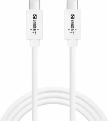 Kabllo karikimi dhe të dhënash USB-C në USB-C Sandberg 136-53, USB 3.2 Gen2 10Gbps, PD 100W, 1m, e bardhë
