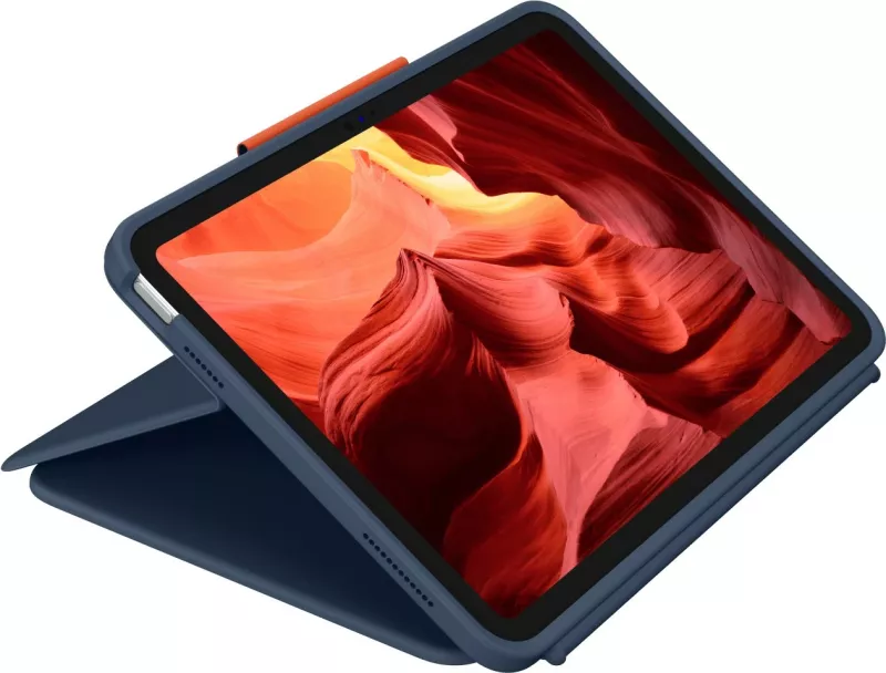 Mbështjellës me tastierë Logitech Rugged Combo 4 për tablet, ngjyrë blu