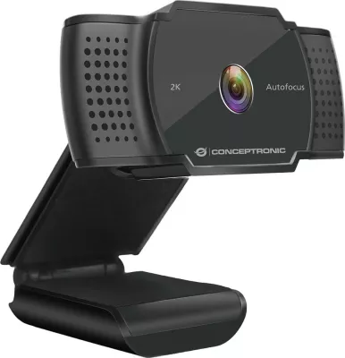Webkamerë Conceptronic AMDIS 2K, 5MP, Autofokus, USB-A, me Mikrofon, e zezë