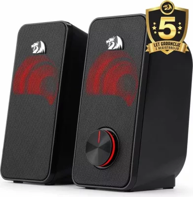 Altoparlantë Redragon STENTOR GS500, USB + 3.5mm AUX, LED e kuqe, set 2 copë, të zeza
