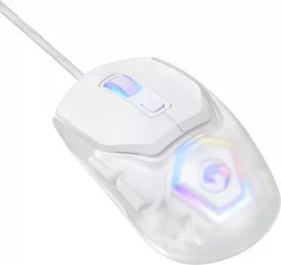 Maus gaming Marvo Fit Lite G1, wired, RGB, 12000 DPI, i bardhë