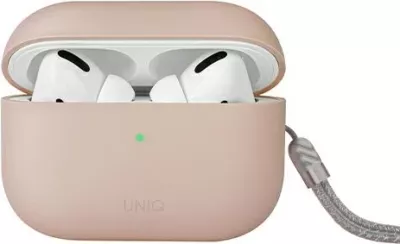Mbështjellës UNIQ Lino për AirPods Pro 2, silikon, rozë, me rrip