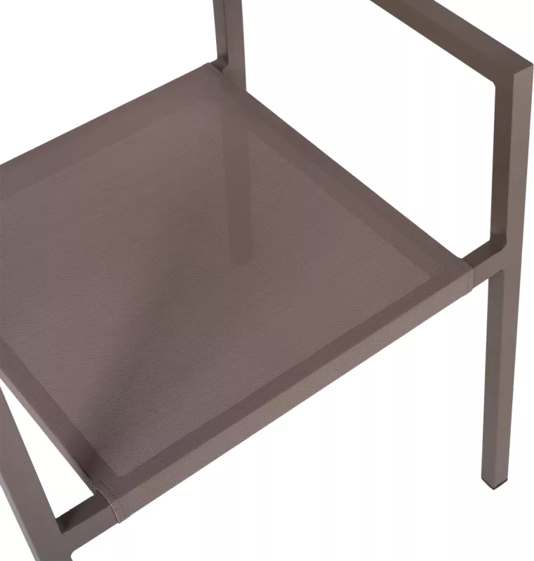 Karrige profesionale alumini, ngjyrë shampanje, me shpinë PE rattan, FH5893.03, 55.5x58.5x83 cm