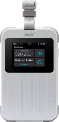 Router portabil Acer Connect Enduro M6E 5G, Wi-Fi 6E, ekran me prekje, bateri 8000mAh, i bardhë