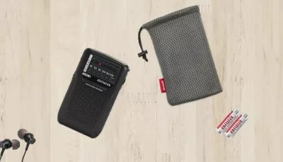 Radio portative AM/FM Aiwa RS-33, tunim analog ETS, altoparlant i integrum, dalje 3.5mm, me 2x AA, e zezë, set me kufje dhe këllëf
