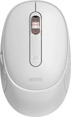 Maus wireless Marvo Office WM111, Bluetooth/2.4G/USB, DPI 800-1600, bateri e rikarikueshme, i bardhë