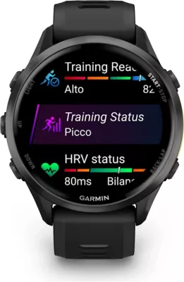 Smartwatch Garmin Forerunner® 970 Carbon Gray DLC Titanium (Black Case, Black/Translucent Whitestone Strap)
