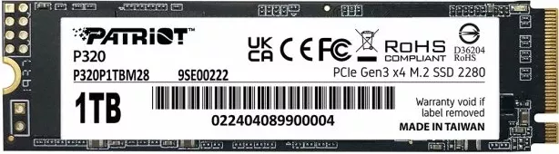 SSD M.2 NVMe Patriot P320 P320P1TBM28 1TB PCIe Gen3 x4 2280