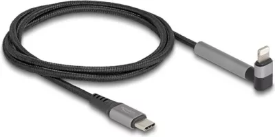 Kabllo DeLOCK USB-C në Lightning, 1.5 m, MFi, e këndshme, me funksion mbajtëse, e zezë/gri