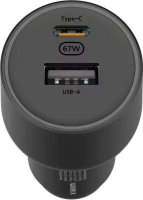 Karikues për makinë Xiaomi Mi 67W, USB-C + USB-A, me kabllo Type-C në Type-C 6A, i zi