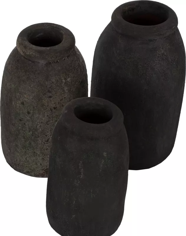 Vazo dekorative 3 copë, FH7711, ngjyrë gri fosile
