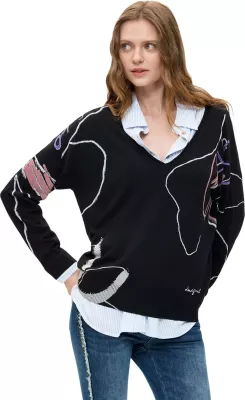 Xhemper për femra Desigual 26WWJF29, i zi [Madhësia: XS]