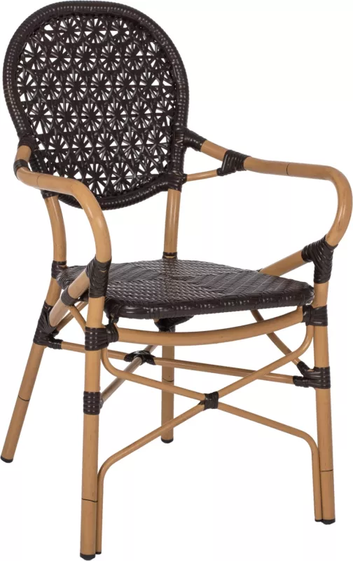 Karrige alumini FH5926.01, pamje bambuje, ratan PE kafe, 56x62x95H cm