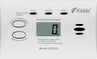 Detektor monoksidi karboni Kidde K7DCO me ekran, Bardhë