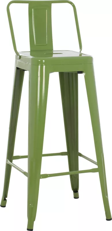 Karrige për bar metalike Melita me shpinë, ngjyrë ulliri e çelët, FH8643.13, 43x43x100 cm