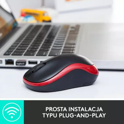 Maus Logitech M185 (910-002240) Wireless USB 1000 DPI, zi/kuqe