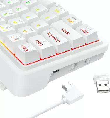 Tastierë mekanike Redragon Draconic V2 K730W-RGB-PRO, 60%, RGB, wireless/wired, e bardhë