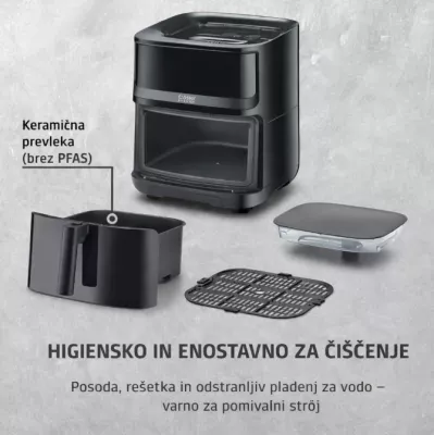 Fritezë me ajër të nxehtë me avull CASO AirFry & Steam 700, 7 L, 1700 W, e zezë
