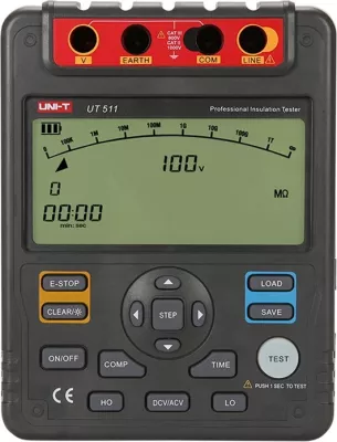 Tester rezistence izolimi UNI-T UT511 1000 V, deri 10 GΩ, set me kabllo testimi