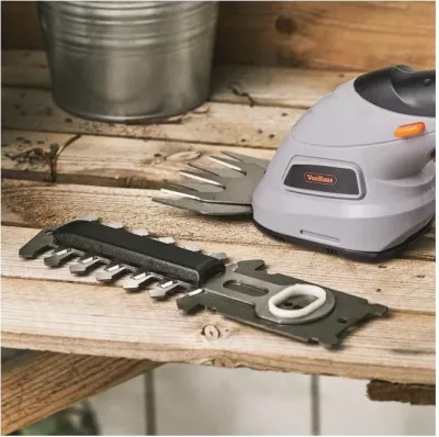 Trimmer pa kabllo 2-në-1 VONHAUS 2500259, 3.6V Li-ion, teh 10 cm + gërshërë bari 7 cm, adaptor UK/EU, gri/zi/portokalli