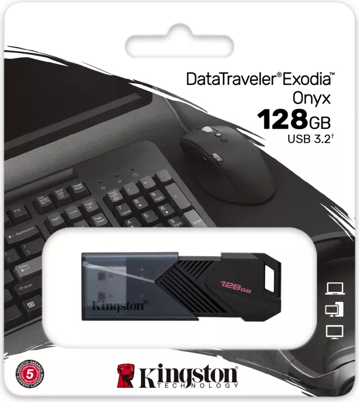 USB Kingston DataTraveler Exodia Onyx, 128GB, USB 3.2, e zezë