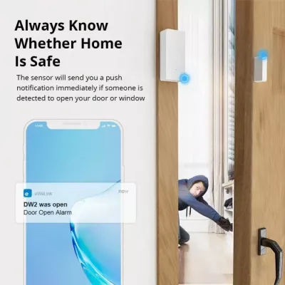 Sensor dere dhe dritare Wi-Fi SONOFF DW2 WiFi, i bardhë