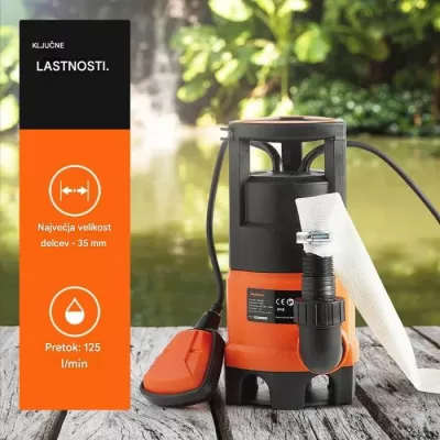 Pompë zhytëse uji VonHaus 3500145 400 W, 7500 L/orë, zorrë 8 m, kabllo 10 m, e zezë