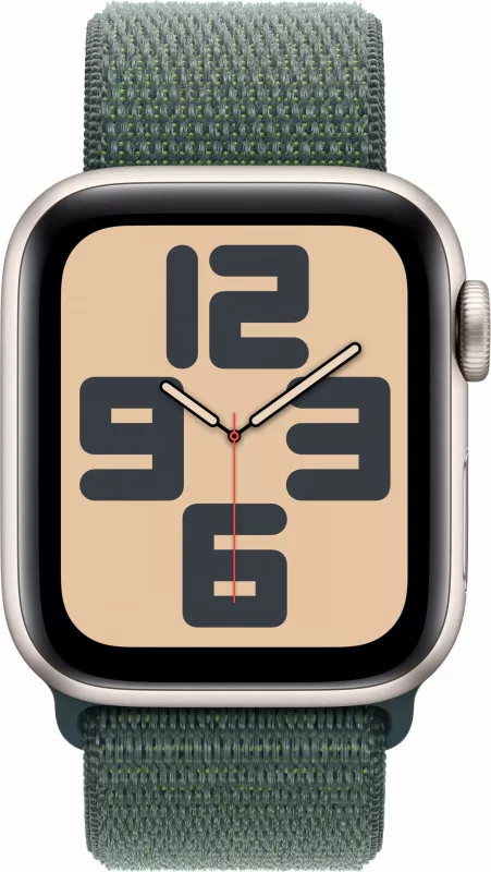 Smartwatch Apple Watch SE, 32 GB, GPS + Cellular, Kasa alumini starlight, Rrip sportiv jeshil
