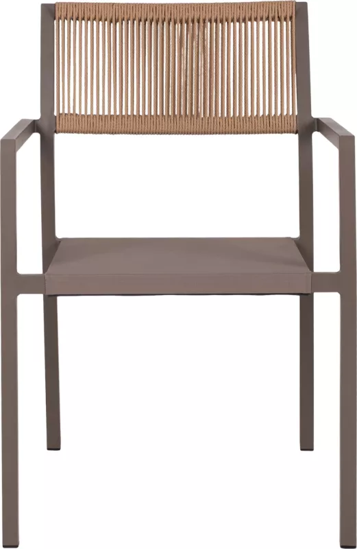 Karrige profesionale alumini, ngjyrë shampanje, me shpinë PE rattan, FH5893.03, 55.5x58.5x83 cm