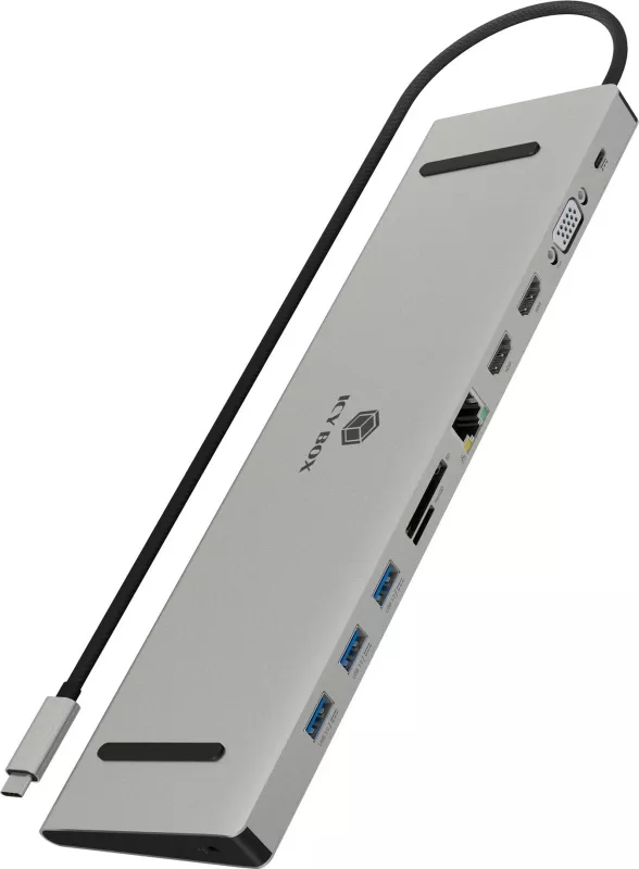 Docking station ICY BOX IB-DK2106a-CPD, USB 3.2 Gen 1, 100 W, Anthracite, Black