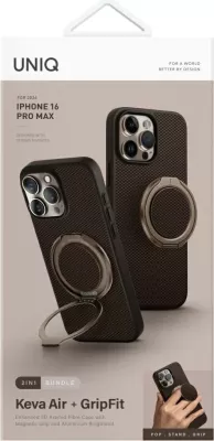 Mbështjellës UNIQ Keva Air Magclick Charging GripFit për iPhone 16 Pro Max, Kafe
