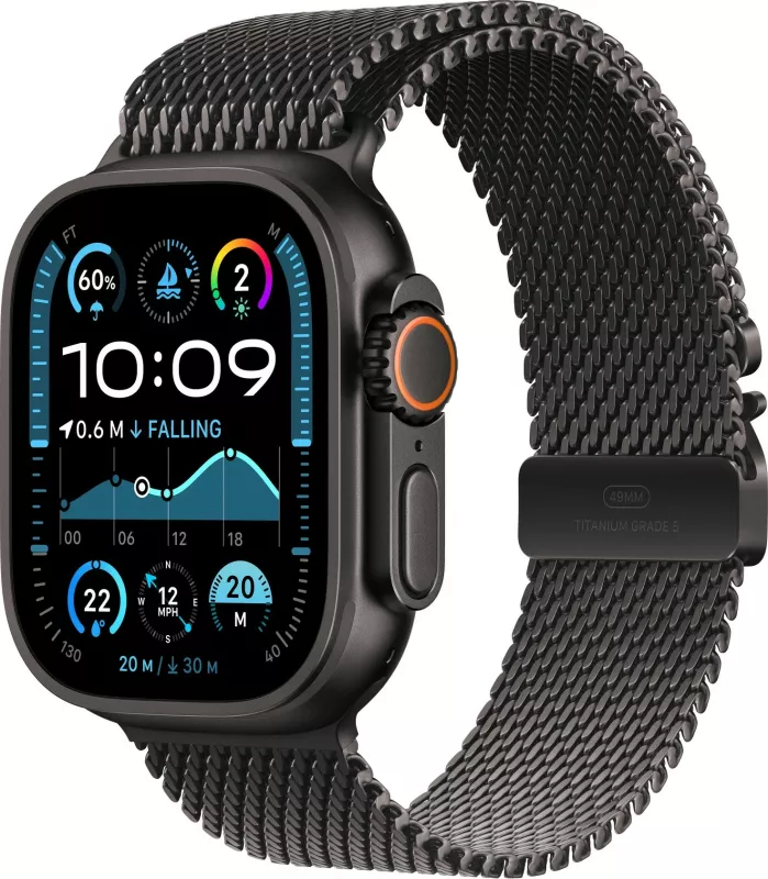 Rrip ore Apple 49mm Titanium i zi Milanese Loop, i vogël