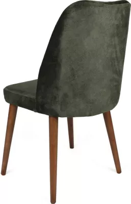 Set karrigesh (4 copë), Skye Decor, Alfa-462 V4, kadife, këmbë druri, ngjyrë kaki dhe arre