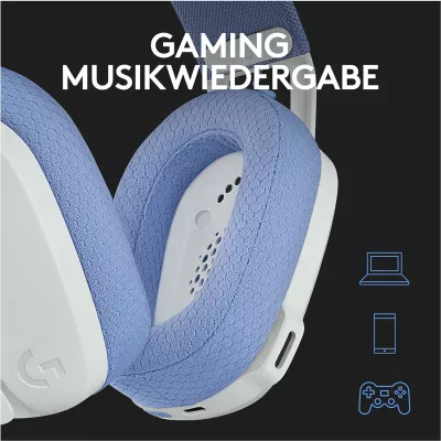 Kufje gaming Logitech G G435 LIGHTSPEED, Wireless, 20 - 20000 Hz, 165 g, E bardhë dhe lejla
